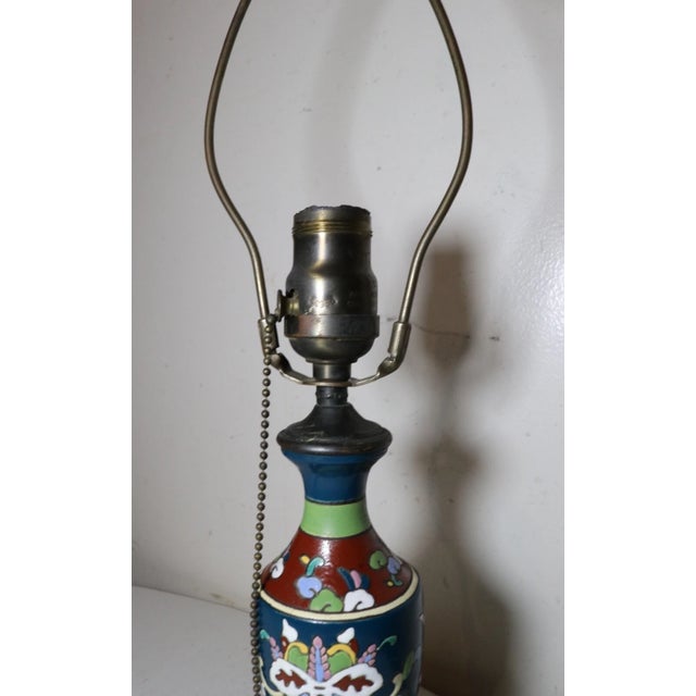 1930s Rare Antique Austrian Amphora Pottery Cast Iron Brass Electric Table Lamp For Sale In New York - Image 6 of 11