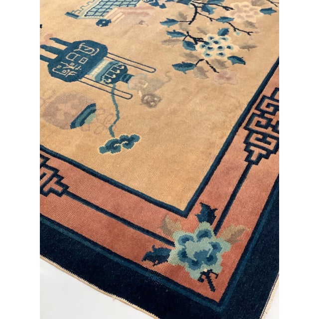 1930s 1930s Beige Color Hand Knotted Chinese Art Deco 3'11'' X 6'3'' For Sale - Image 5 of 10