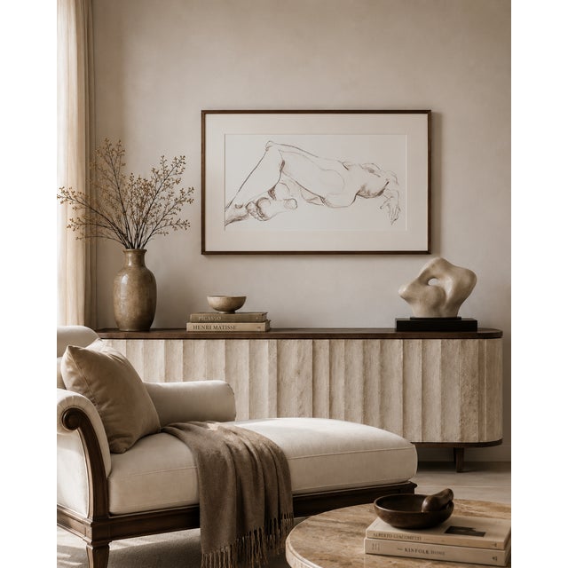 Reclining Nude in Conte - V. Morgan, C. 1980 For Sale - Image 11 of 12
