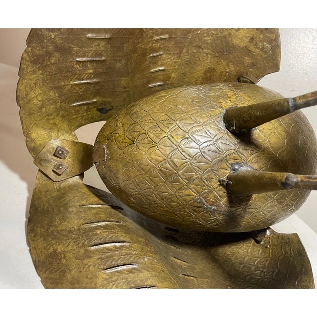 Antique 1800's Handmade Indonesian Theatre Shadow Puppet Garuda Bird Bronze Lamp For Sale - Image 13 of 15