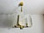 Large Rare Midcentury 4-Arm Brass and Ice Glass Chandelier, 1960s For Sale - Image 6 of 11