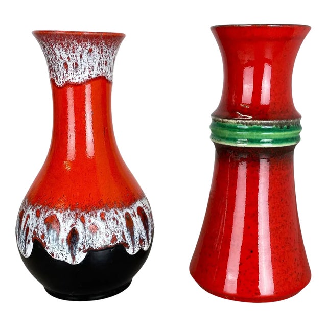 Fat Lava Op Art Pottery Vase from Jasba Ceramics, Germany, Set of 2 For Sale