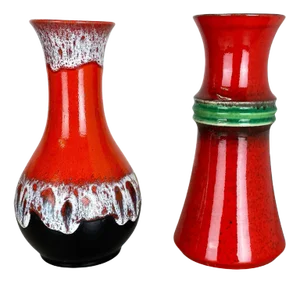 Fat Lava Op Art Pottery Vase from Jasba Ceramics, Germany, Set of 2