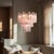 Aloadecor 23'' Modern Pink Textured Glass Chandelier in Polished Nickel Elegant Glam Tiered Pendant Light For Sale - Image 11 of 12