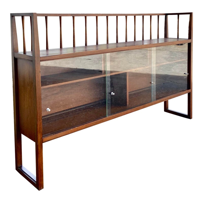 Mid Century Modern Highboy Console Display Shelf