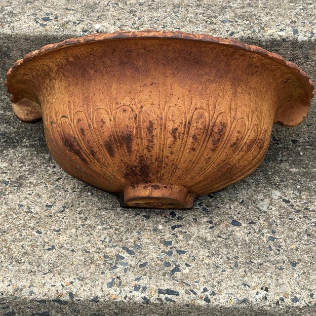 Brown Late 20th Century French Classical Style Cast Iron Half Round Urn Wall Mounted Garden Planter Pot For Sale - Image 8 of 15