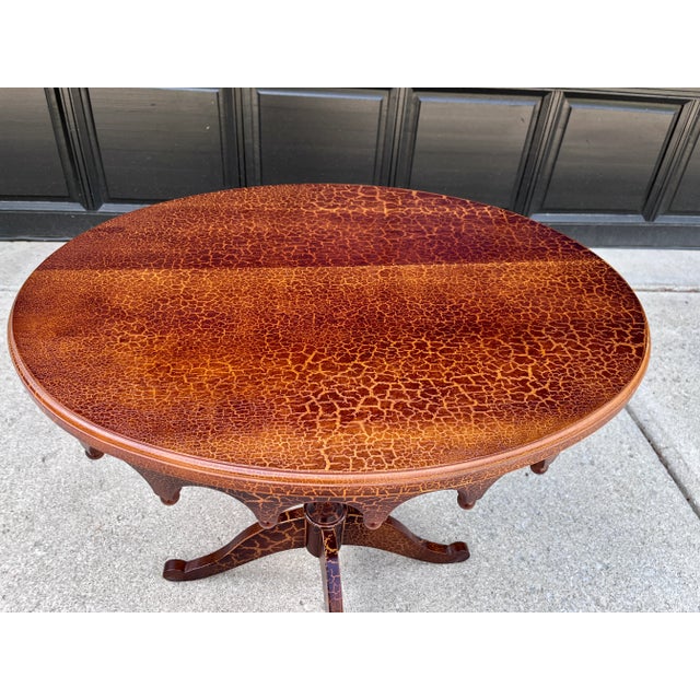 Vintage Giraffe Animal Print Wood Turned Leg Pedestal Table Lane Furniture For Sale In Columbus - Image 6 of 10