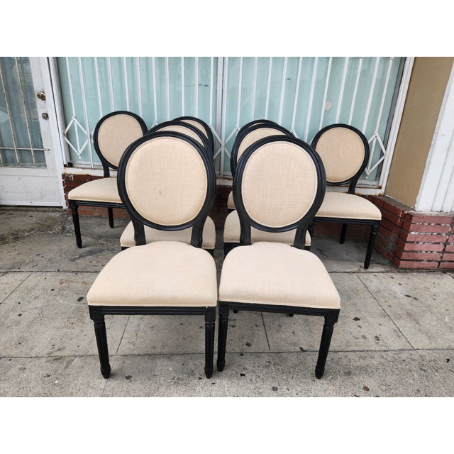 Ebony 1980s Set of Eight Dining Chairs For Sale - Image 8 of 12
