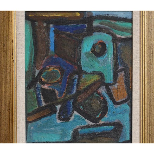 Pierre-Yves Beltran, Abstract Composition, 1980s, Oil Painting on Board, Framed For Sale - Image 4 of 15