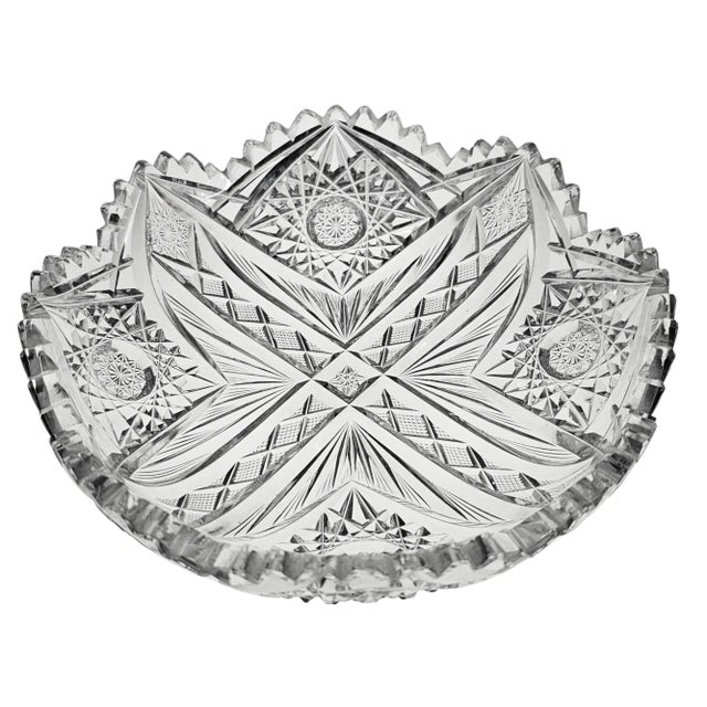 This is a beautifully cut dish. The glass is clear and bright no detectible chips. American Brilliant Round Dish, ABP I...