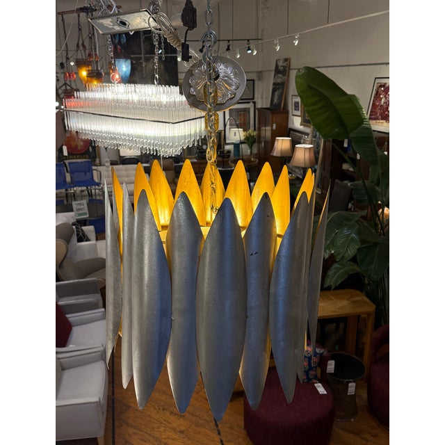 Contemporary Barry Goralnick for Visual Comfort Burnished Silver Hatton Pendant, Large For Sale - Image 3 of 12