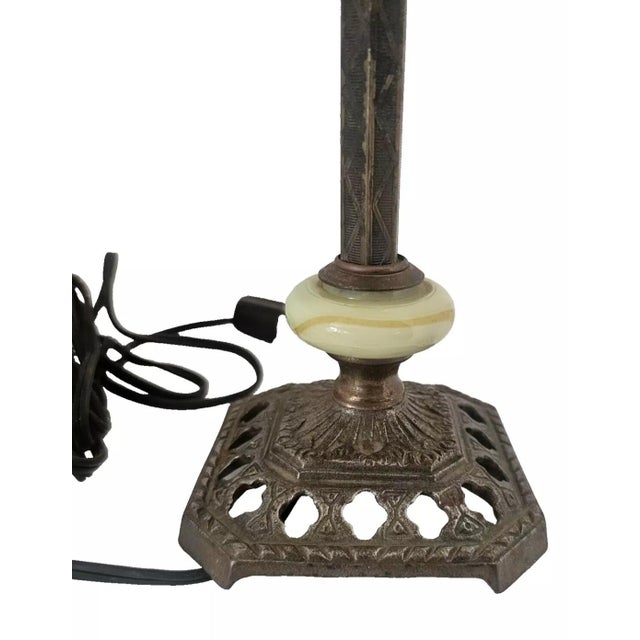 1930s Art Deco Jadeite Glass Table Lamp With Glowing Break Spacer For Sale - Image 4 of 12