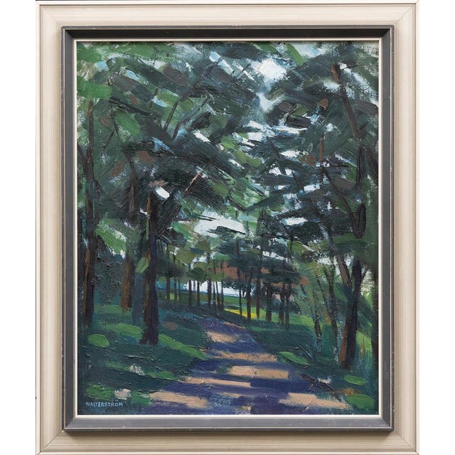 Original mid‑century swedish oil on canvas – forest road iii – ingvar walterström (1920–1988) – signed – 51 × 62 cm (20.1"...