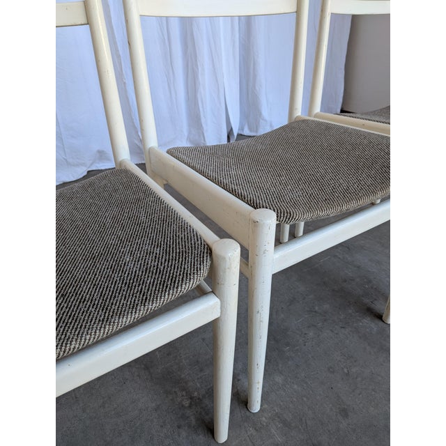 Vintage White Wooden Chair with Fabric Seat, 1970s For Sale - Image 12 of 18