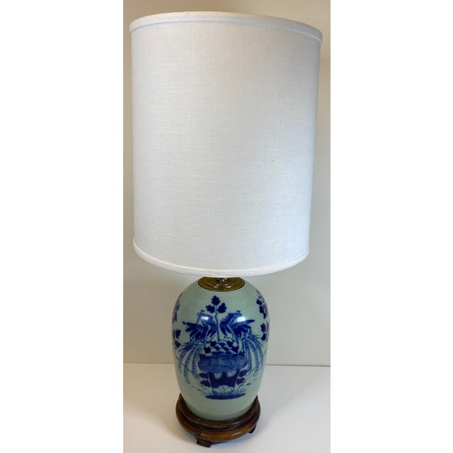 Late 19th Century Late 19th Century Blue and White French Porcelain Table Lamp With White Shade For Sale - Image 5 of 14