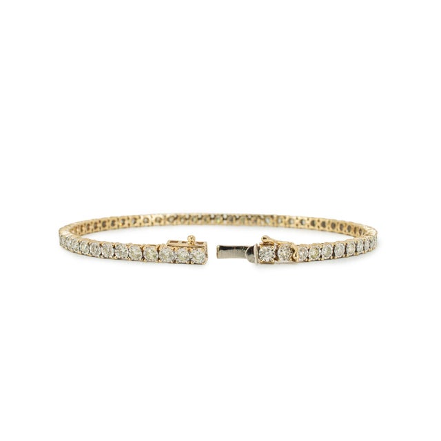 Men’s 10k Yellow Gold 3.54ct Illusion Setting Diamond Tennis Bracelet For Sale In Houston - Image 6 of 8