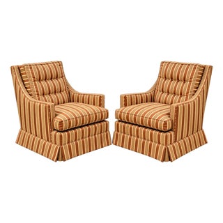 Pair of 1940’s Striped Club Chairs For Sale