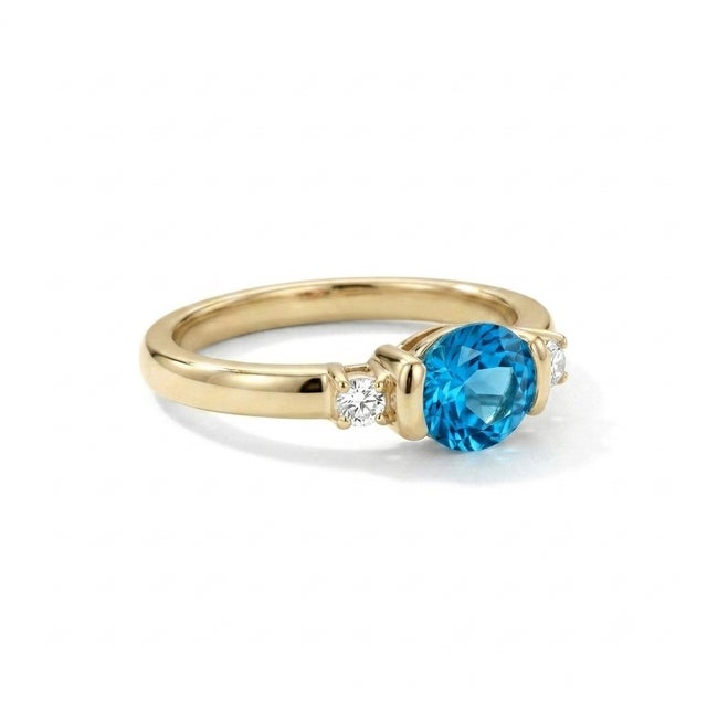 Contemporary Swiss Blue Topaz Stacking Ring - December Birthstone Ring Us 7 For Sale - Image 3 of 3