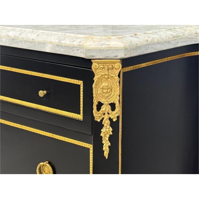 Louis Xvi, Hollywood Regency, Commodes, Ebonized, Bronze, Marble, 20th C. For Sale - Image 13 of 18