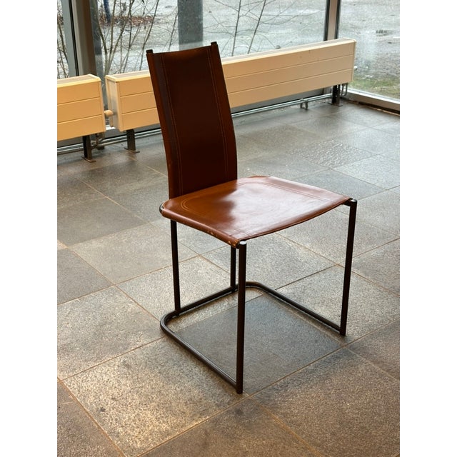 Vintage Cantilever Dining Chairs in Saddle Leather by Thema, Italy, 1970s, Set of 4 For Sale - Image 10 of 13