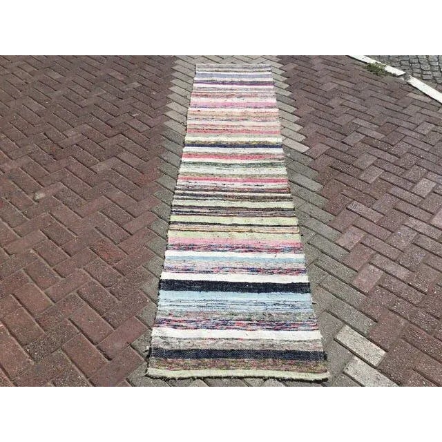 Folk Art Striped - Modern Kilim Runner - 2′4″ × 10′4″ For Sale - Image 3 of 7
