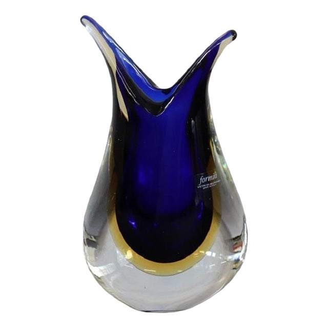 Blue and Yellow Murano Glass Vase from Formia, 1970s For Sale