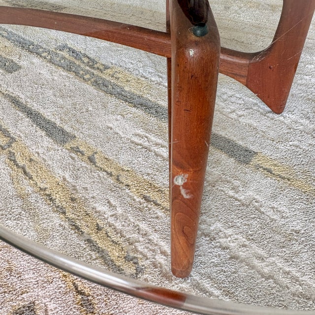 Brown 1960s Adrian Pearsall Attributed Sculptural Walnut Coffee Table With Freeform Amoeba Glass Top For Sale - Image 8 of 9