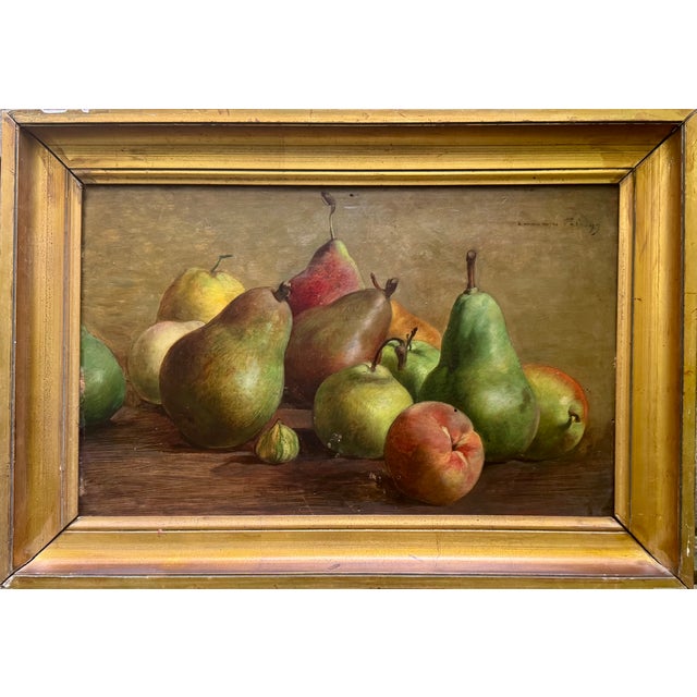 Still Life with Pears, Late 19th Century, Oil Painting For Sale - Image 12 of 12