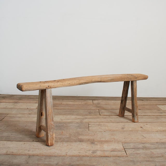 Wood Antique Rustic Wooden Hallway Pig Bench For Sale - Image 7 of 9