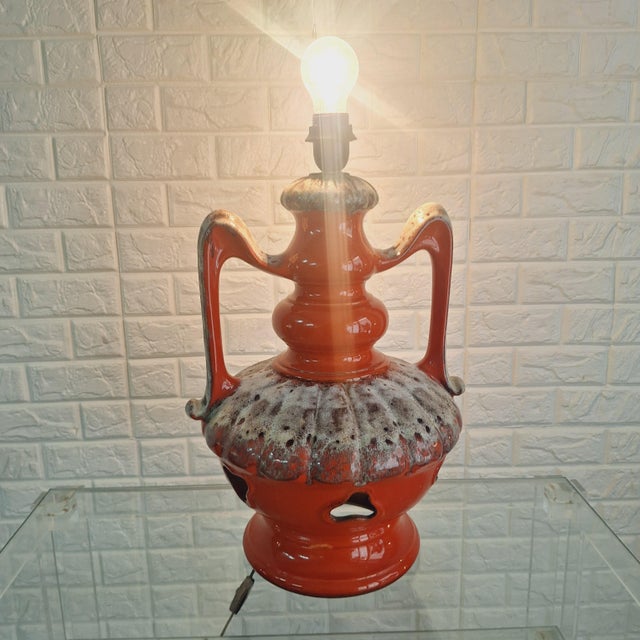 Vintage Fat Lava Ceramic Lamp, West Germany, 1960s For Sale - Image 9 of 17