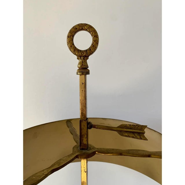 Brass Mid 20th Century French Provincial Louis XVI Brass Three-Arm Bouillotte Lamp With Red Tole Shade For Sale - Image 8 of 11
