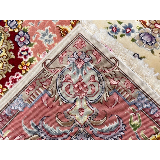 Beige Extremely Fine Vintage Persian Tabriz Wool and Silk Rug 3'4" X 5’2” For Sale - Image 8 of 9