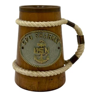 Vintage Cpo Sharkey Mug Don Rickles Estate Nautical Wood Cup Tv Show 1970s For Sale