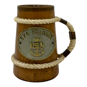 Vintage Cpo Sharkey Mug Don Rickles Estate Nautical Wood Cup Tv Show 1970s