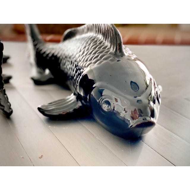 Black Pair of Contemporary Ceramic Japanese Koi Fish Nestor by Made Goods For Sale - Image 8 of 11