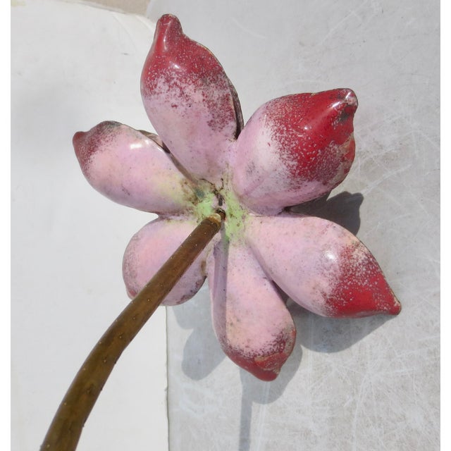 Chinese Enamel on Brass Lotus Flower For Sale - Image 4 of 9