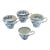 Vintage Blue Onion Teacups (Blue Fjord, Blue Nordic Patterns From Wood & Sons, Meakin) English Blue and White - Set of Four: For Sale