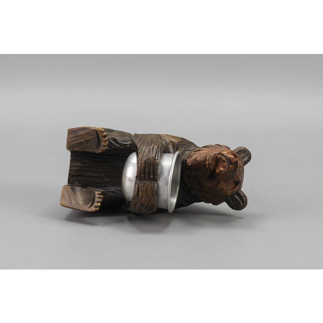 Hand-Carved Black Forest Bear with Aluminum Pot, 1920s For Sale - Image 17 of 18