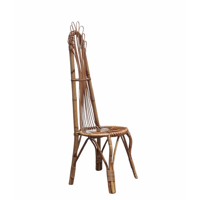 Mid-Century Modern Bamboo and Rattan High Back Chair, 1960s For Sale - Image 3 of 8
