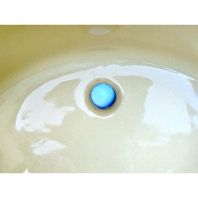 Mid-Century Modern Vintage Butter Yellow Porcelain Drop in Bathroom Sink For Sale - Image 3 of 12