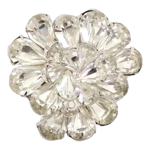 Vintage 1960s Signed Napier Rhodium Plated Tear Drop Shaped Clear Rhinestone Brooch
