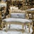 French Style Light Blue Settee Gold Leaf Details For Sale - Image 4 of 7