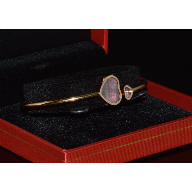 Late 20th Century Chopard Happy Hearts Tahitian Mother-of-Pearl Diamond 18k Rose Gold Bangle For Sale - Image 11 of 13