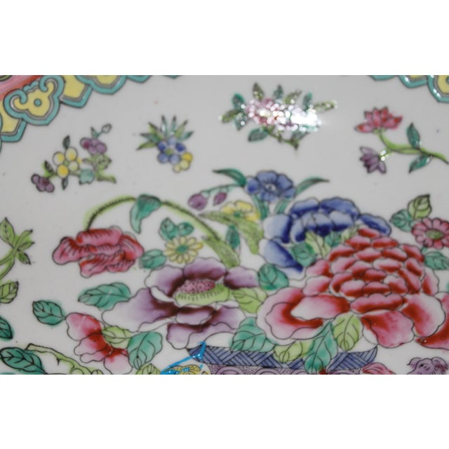 Chinese Vintage Chinese Famille Rose Porcelain Bowl, White & Pink Base With Floral Accents and Bottom Marking For Sale - Image 3 of 12