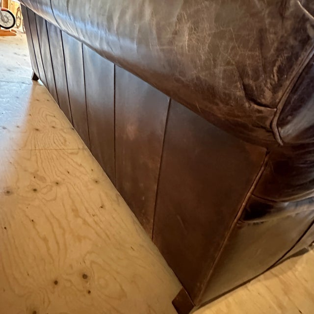 Deep Restoration Hardware English Roll Arm Leather Sofa Chairish