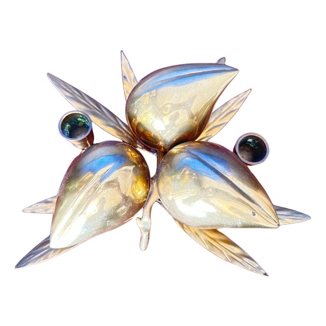 1970s Decorative Brass Lemons Candle Holder or Paperweight For Sale