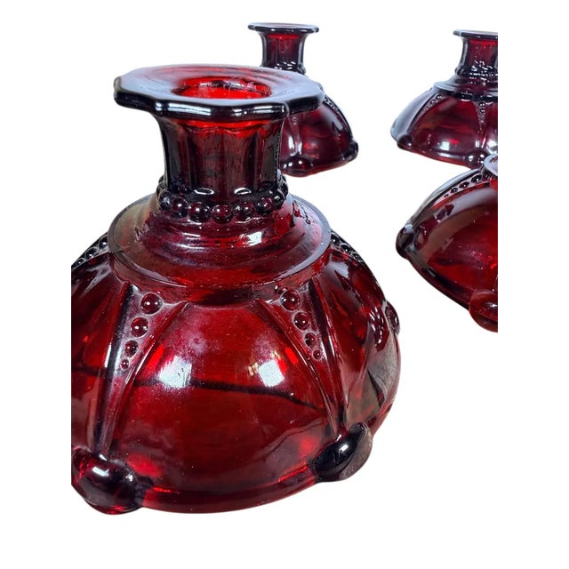 Vintage Anchor Hocking Royal Ruby Red Candlestick Holders, Set of 4 For Sale - Image 11 of 11