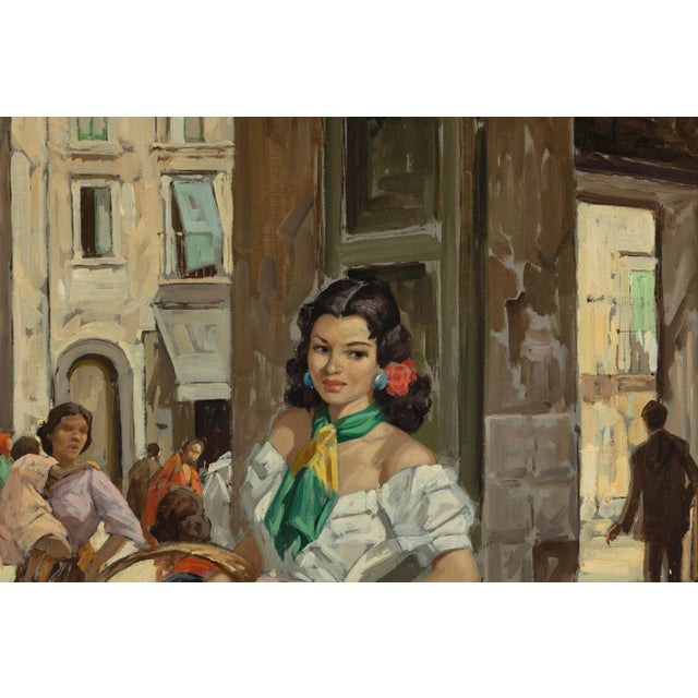 Oil Painting of an Italian Woman in a Market Scene Signed G. Graziani For Sale - Image 11 of 12