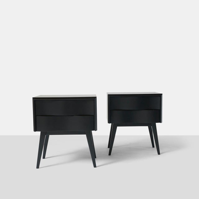 Pair of “Wave” Side Tables by Edmond Spence USA, c. 1950’s A pair of wave side tables or chests with two drawers by Edmond...