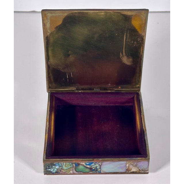 1950s Abalone Shell Rosewood Lined Box For Sale - Image 6 of 13